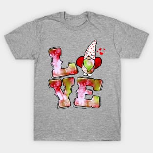 Valentines Day Gnomes Tie Dye Love Valentines Gnomes Heart T-Shirt